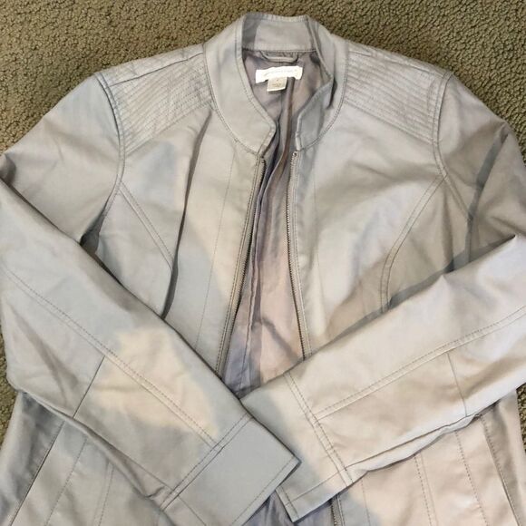 Christopher & Banks Jackets & Blazers - Grey “leather” jacket Small Christopher Banks